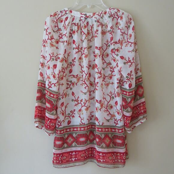 OLD NAVY Peasant/Boho Long Sleeve Top Size XS Women's Floral Cream/Rust Casual - Picture 2 of 9
